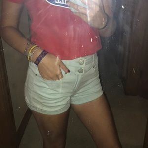 light blue denim shorts